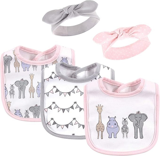 Hudson Baby Unisex Baby Cotton Bib and Headband Set