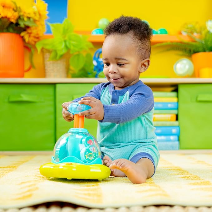 Bright Starts Press & Glow Spinner Cause and Effect Musical Baby Toy,Age 6 Months+,(Pack of 2)