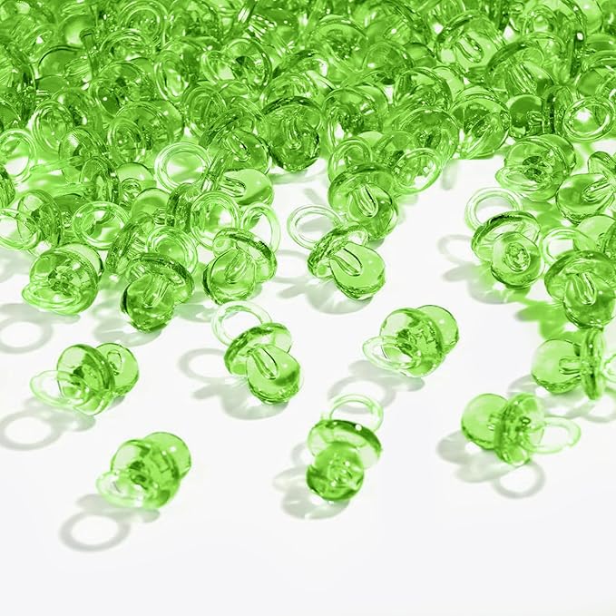 200 Pieces 0.86 Inch Baby Pacifier Baby Shower Plastic Pacifier for Baby Shower Pacifier, Baby Shower Gender Show Party Decoration DIY Birthday Party Gift (Green)