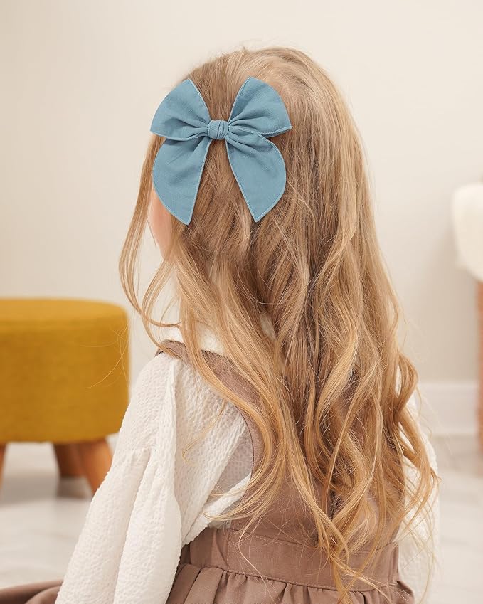 doboi 8PCS Baby Girls Hair Clips Fable Hair Bows Cotton Linen Bows for Girls Hair Accessories for Baby Toddlers Kids Child