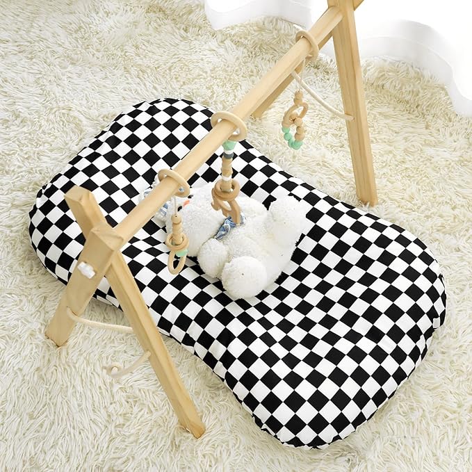 DILIMI Baby Lounger Cover for Boys and Girls, Removable Cover Ultra Soft Comfortable Lounger Slipcover, Black Checkerboard (Lounger not Included)