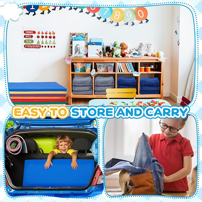 Geetery 6 Sets Rainbow Rest Mats for Kids Include 6 Pcs Rainbow Rest Floor Mats and 6 Pcs Children's Nap Blanket Polyester Soft Blanket 2 Colors for Kids Toddlers Daycare Furniture Supplies