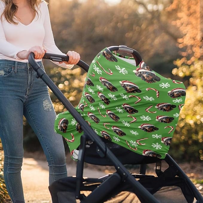 AFPANQZ Chrisatmas Candy Cat Summer Cactus Nursing Covers Breastfeeding Covers Stretchy Babies Car Seat Cover Gender Neutral Soft Breathable Infant Carseat Canopy
