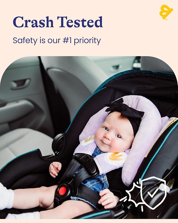 GoldBug Deluxe 2-in-1 Duo Head Support + Matching Strap Covers for Baby and Infant Car Seats - Owl