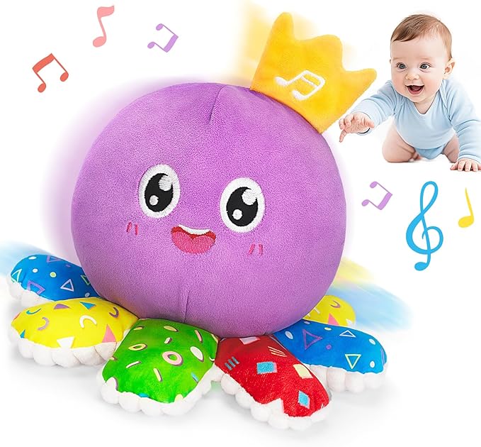 GMAOPHY Baby Toy for 6-12-18 Months – Interactive Crawling Octopus Plush with Music & Sound, Dancing, Tummy Time & Motor Skills Development, for 1 2 3 Year Old Boys & Girls, Birthday Gift