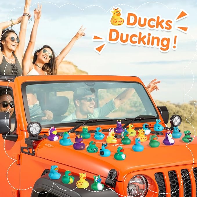 24 Pack Color Changing No Hole Rubber Ducks, Color Change Baby Bath Toys Without Holes for Toddlers Kids Ages 4-8, Floating Toys Gift for Bath, Classroom Party Favors