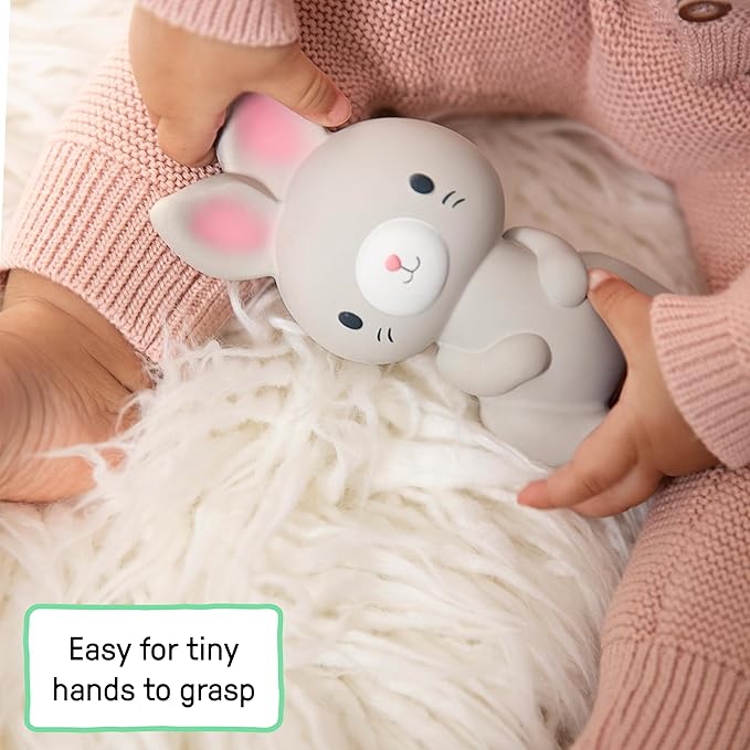 Sylvi Natural Rubber Baby Teether Toy, Rabbit Teething Toy for Sore Gums 0-6 Months, Soft Sensory Chew Toy Easy to Grasp for Infants 0+ Months, Gender Neutral