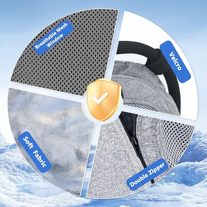 Fairy Baby Winter Car Seat Cover for Baby Carseat with Mesh Window(Grey),Infant Warm&Cozy Car seat Covers Baby for Travel, Waterproof CarSeat Cover for Babies.