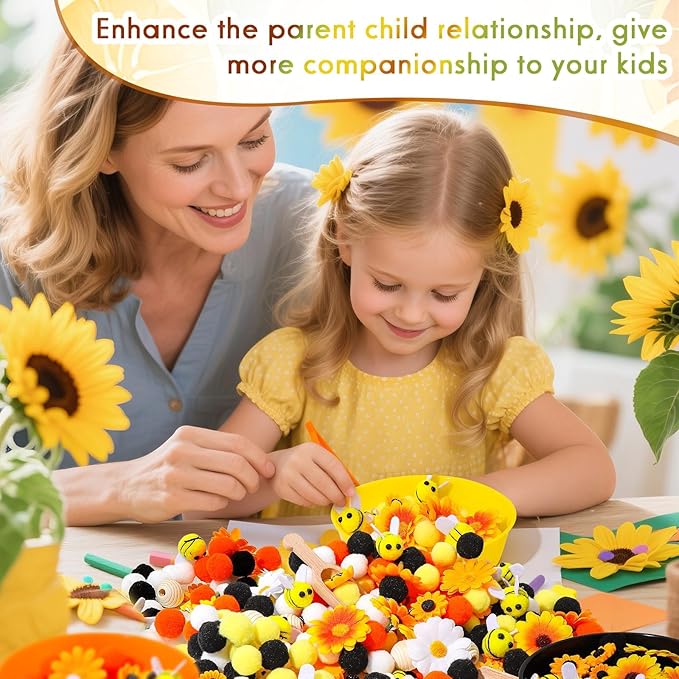 172 Pcs Sunflower Sensory Bin Filler Spring Summer Bee Honeycomb Counting Sorting Sensory Bin Items Fine Motor Sunflower Counts for Easter Day Spring Summer Sorting Counting Decor