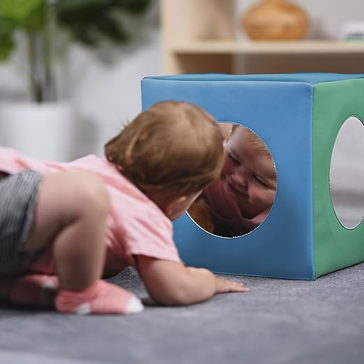 ECR4Kids SoftZone Mirror Activity and Sensory Play Cube, Baby Essentials, Contemporary