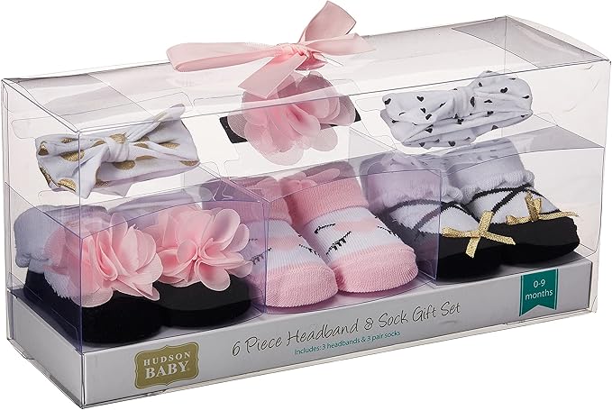 Hudson Baby Girl's Headband and Socks Giftset