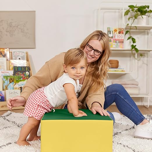 ECR4Kids SoftZone Junior Pedestal Play Block Corner Climber, Beginner Playset, Assorted