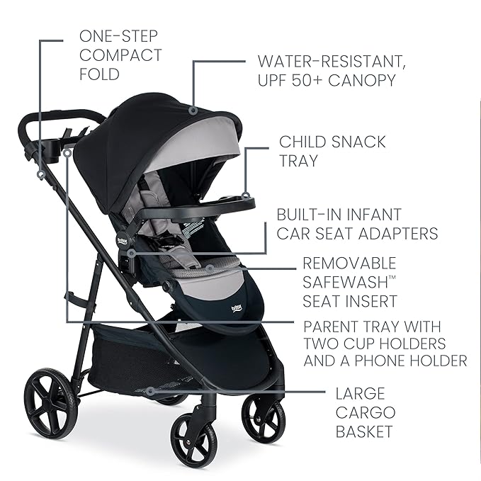 Britax Willow S Infant Car Seat with Alpine Base, ClickTight Technology, Rear Facing Car Seat & Brook+ Modular Baby Stroller, Ultra-Lightweight Infant and Toddler Stroller