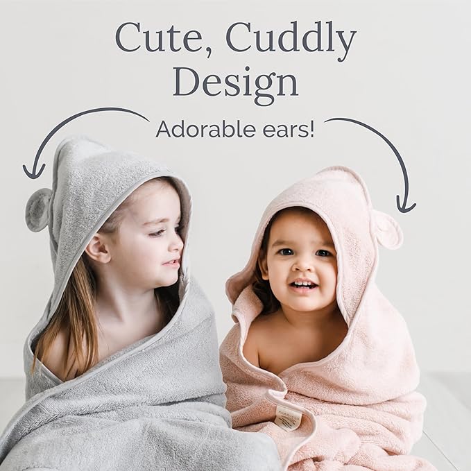 Natemia Hooded Baby Bath Towel - 100% Organic Cotton Baby Towels for Newborns, Toddlers, Boys, Girls - Soft Absorbent 450 GSM - Gentle on Sensitive Skin - Baby Shower Registry Gift (Blue, 35" x 35")