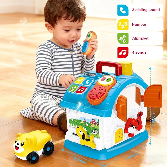 Learning Toys for 1 Year Old Boy Gift, Muscial Toys for Toddler 1-3, Educational Toy Baby 12-18 Months with Mirror, Play Phone, 1st First Birthday for Grandkids
