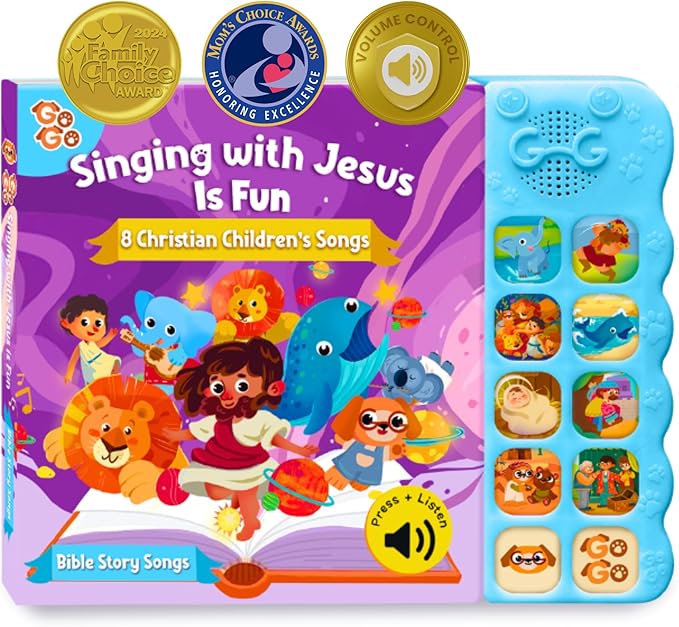 GO GO Bible Songs Bundle: 2 Christian Sound Books for Toddlers 1-5, 10 Songs Each, Interactive Baby Bible Books, Sing-Along Musical Learning, Religious Toys for Kids, Christian Gifts, and Praise Story