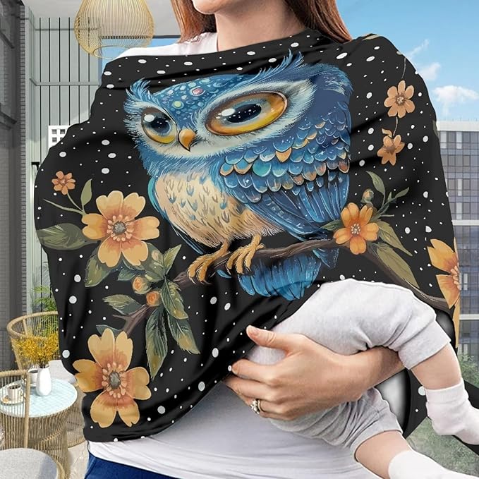 AFPANQZ Owl Baby Car Seat Cover Stretchy for Baby Girls Nursing Breastfeeding Covers Shopping Cart High Chair Stroller Covers Infinity Scarf Sunshade Car Seat Canopies