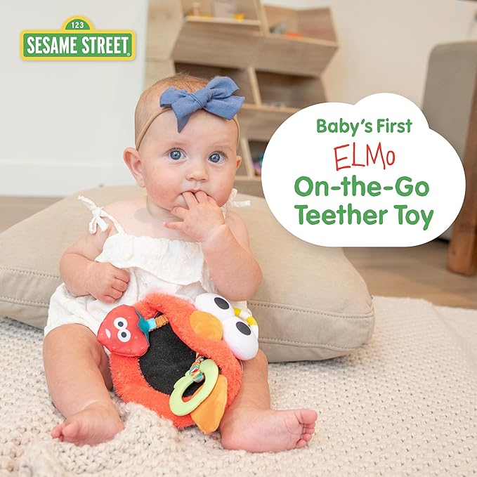 Kids Preferred Sesame Street Elmo On The Go Activity Toy with Silicone Teether for Newborns