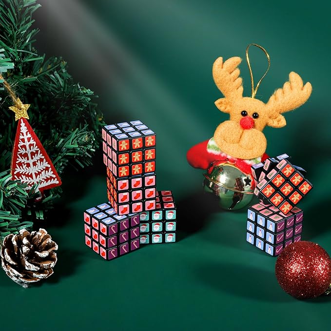 48 Pcs Mini Cubes Bulk, Christmas 1.18 Inch 3x3x3 Puzzle Cube Set, Stocking Stuffers for Kids, Birthday Party Favors, Classroom Prizes, Stress Relief Fidget Toys, Easter Basket Fillers