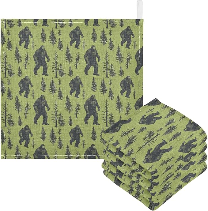 Bigfoot Baby Washcloths Newborn Muslin Burp Cloths 3 Pack Soft Cotton Baby Face Bath Towel Drool Bibs for Infants, Girls and Boys 11.8 x 11.8 Inch