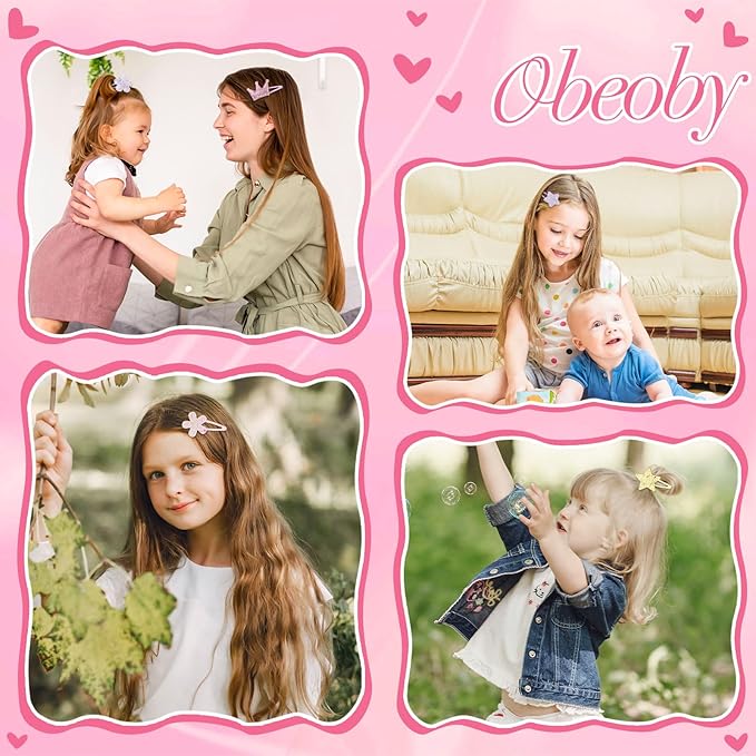 obeoby 24 Pack Toddler Hair Clips for Girls, Star Heart Butterfly Shaped Hair Barrettes Metal Snap Hair Clips Hair Accessories for Baby Girls Holiday Birthday Gifts
