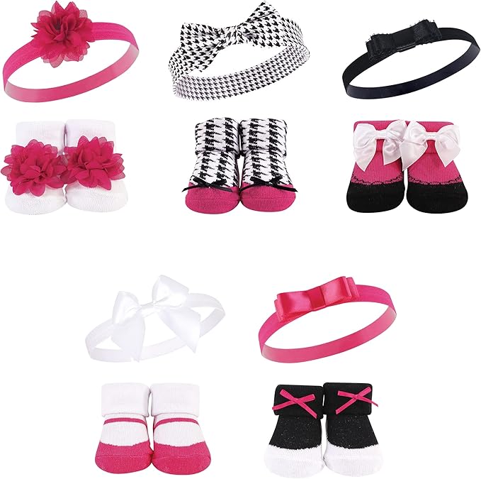 Hudson Baby Girl's Headband and Socks Giftset