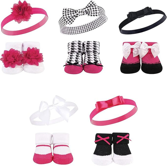 Hudson Baby Girl's Headband and Socks Giftset