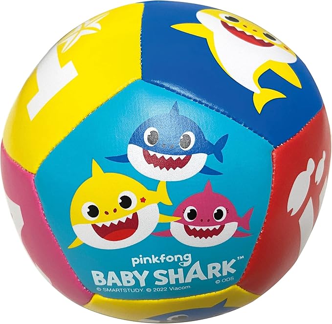 ODS - Baby Shark, Baby Ball Ultra Soft, 12 cm Soft Ball, Early Childhood Game for Touch and Visual Development with Numbers, Faux Leather, Recommended Age +6 Months