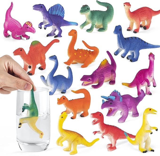 Color Changing Dinosaur Toys,15 Pieces Changing Color Dinosaur Set,Mold Free Bath Toys,Great Gift for Kids Boys and Girls,for Easter Egg Fillers,Goodie Bags Fillers,Themed Party