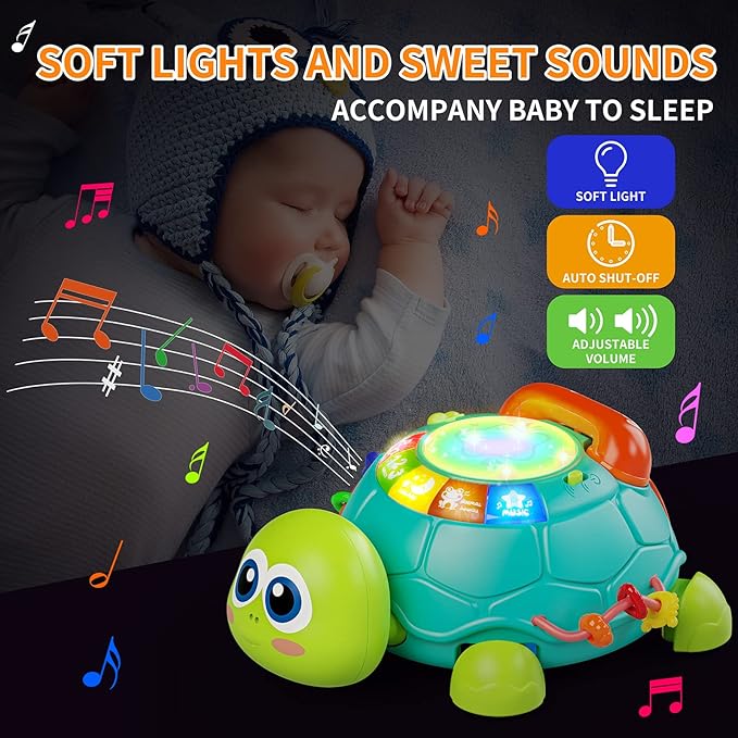 Letapapa Baby Toys 6 to 12 Months, Tummy Time Toy for 12-18 Months, Musical Turtle Crawling Toys with Light & Sound, Birthday Gift Early Educational Toy for Baby Infant 6 7 8 9 10 Months 1 2 Year Old