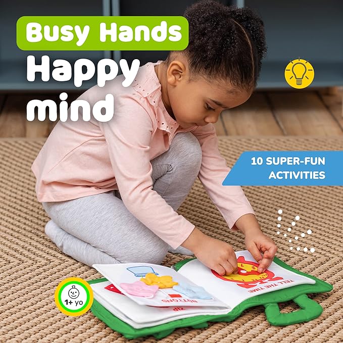 deMoca Busy Book for Toddlers 1–3, Quiet No Noise Activity Book for Travel and Public Use, Montessori My Quiet Book for 1 Year Old, Busy Board Gift for Boys and Girls