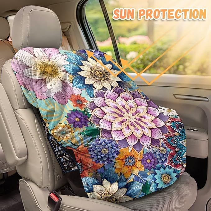 Stretch Carseat Protector Car Seat Cover with Paw Print, Wear-Resistant Car Seat Sun Shade Cover Foldable to Save Space