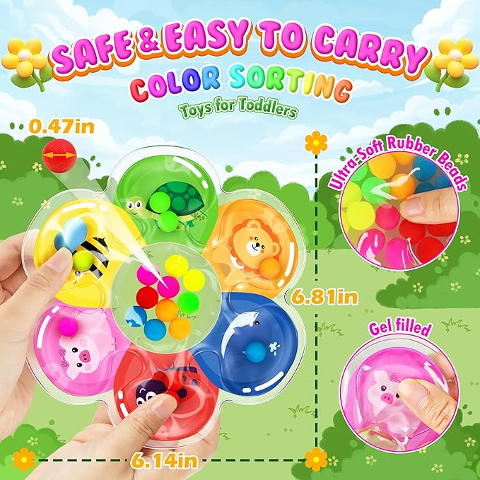 MORECOLL Color Sorting Sensory Toys for Toddlers & Kids, Preschool Fine Motor Skills for Autism, Fidget Color Matching Travel Toys, Calm Down Toy, Birthday Gifts for Boys & Girls