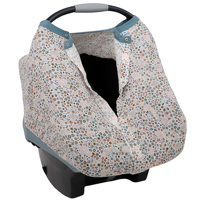 Little Unicorn Baby Car Seat Canopy | Soft & Breathable Muslin Fabric | Magnetic Closure Cover & Universal Fit | for Protection & Privacy | Nursing Cover (Pressed Petals)