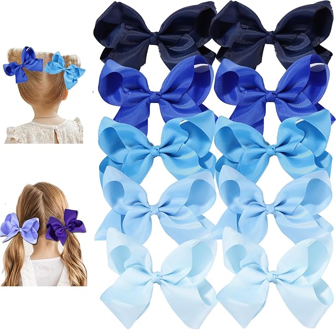 Hair Bows for Girls 10PCS Girls Toddler bows Clips Black Grosgrain Ribbon Alligator Clips Kids Hair Accessories