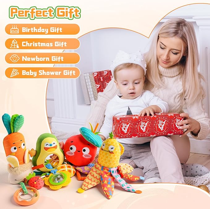 Baby Toys for 0 3 6 9 12 Months, Baby Hanging Toys, Car Seat Stroller Crib Gym Baby Rattle Toys with Teether for Newborn Infants Baby Boys Girls Gifts