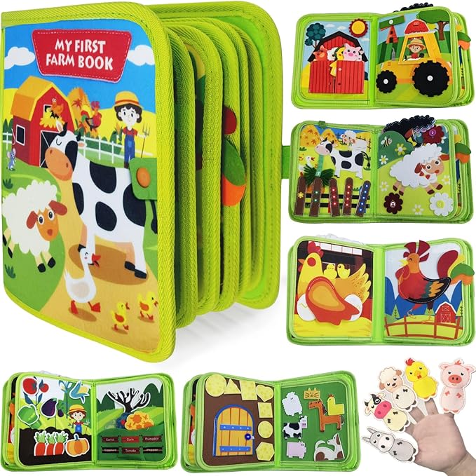 Busy Book for Toddlers, Montessori Toys Busy Board for Toddlers, Birthday Gifts for Boys & Girls, Quiet Activity Book with Life Skills, Cognition, Sorting - Autism Sensory busy book, Travel toys