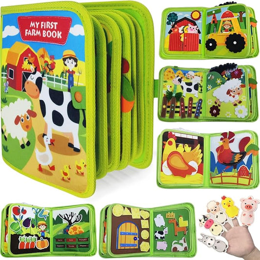 Busy Book for Toddlers, Montessori Toys Busy Board for Toddlers, Birthday Gifts for Boys & Girls, Quiet Activity Book with Life Skills, Cognition, Sorting - Autism Sensory busy book, Travel toys