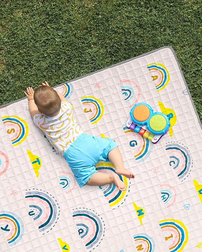 WONDAY Thick Baby Floor Playmat for Playpen,50x50 Playpen Mat Non Toxic Car Foldable Kids Crawling Mat for Babies 6-12 Months, Infant Baby Playpen Mat for Toddlers 1-3