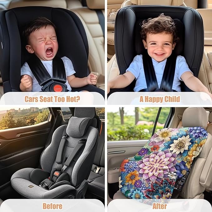 Stretch Carseat Protector Car Seat Cover with Paw Print, Wear-Resistant Car Seat Sun Shade Cover Foldable to Save Space