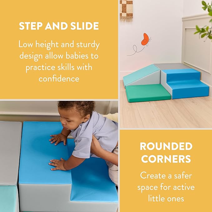 Little Haven Step & Slide Corner Climber, Indoor Playset, Contemporary, 4-Piece
