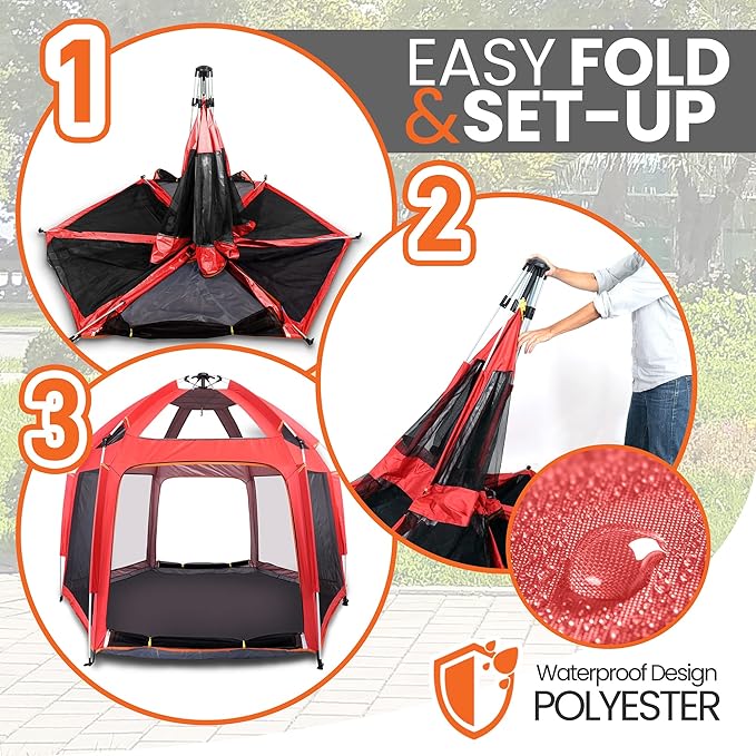 Serenelife ON-THE GO Baby and Toddler Pack and Play - Playpen - Play Yard Compact, Portable, Lightweight, Foldable- Indoor and Outdoor, w/Canopy, 5 Panel Mattress