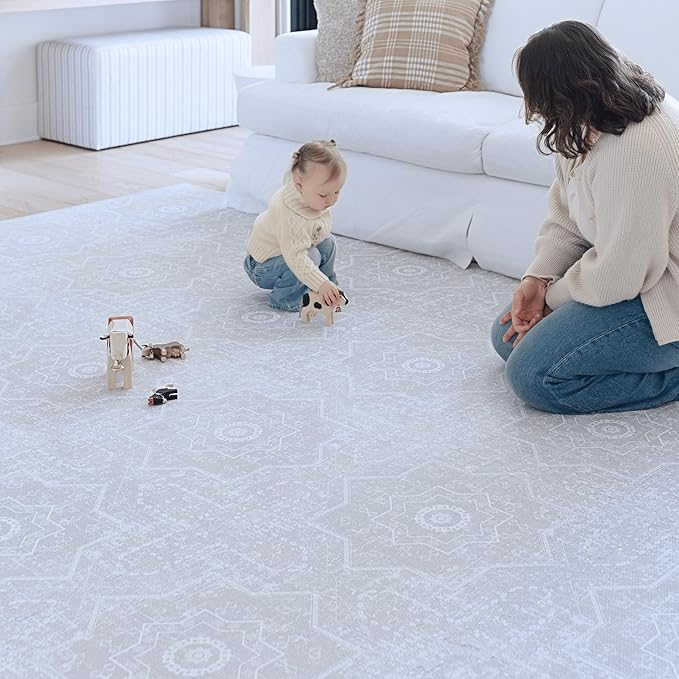 Little Landings Baby Play Mat for Floor - Layla (6x6ft) - Premium EVA Foam Play Mat for Babies & Toddlers (Ages 0-5+) - Non-Toxic Playmat for Tummy Time, Crawling & Playroom - Stylish & Comfortable