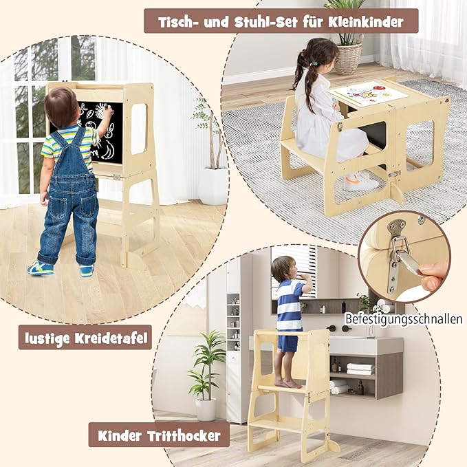 COSTWAY Climbing Triangle with Slide, 7-in-1 Indoor Climbing Frame for Children from 3 Years, Includes Climbing Triangle Foldable & Height Adjustable, Reversible Ramp, Step Stool Convertable,