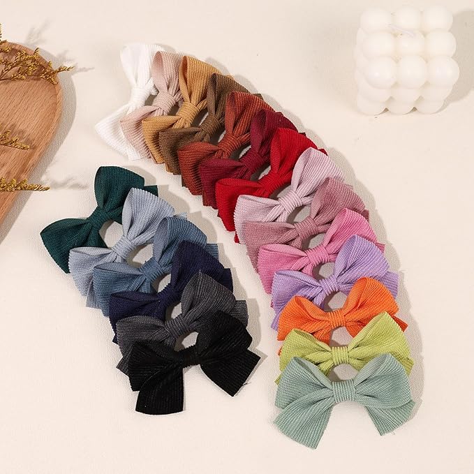 Oaoleer 40Pcs 3Inch Hair Bows for Toddler Girls, Velvet Neutral Pigtail Bows Alligator Clips Hair Barrettes Accessories for Baby Little Girls Kids