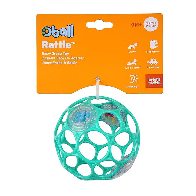 Bright Starts Oball Shaker Rattle Toy & Baby Ball Set, Ages Newborn and Up