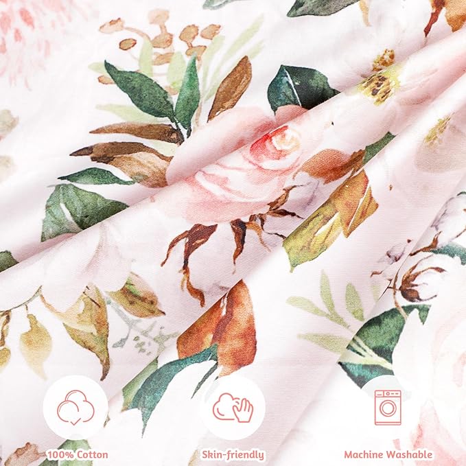 DILIMI Baby Lounger Cover, Cotton Baby Nest Replacement Cover for Girls Boys, Soft Breathable Reversible Newborn Lounger Cover, Pink Floral (Only Cover)