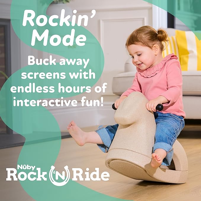 Nuby Rock 'N Ride Rocking Horse for Kids - Ride, Rock & Scoot Toy for Indoor & Outdoor Play - Balance & Coordination Development Toy - Ages 12+ Months - Blue Horse