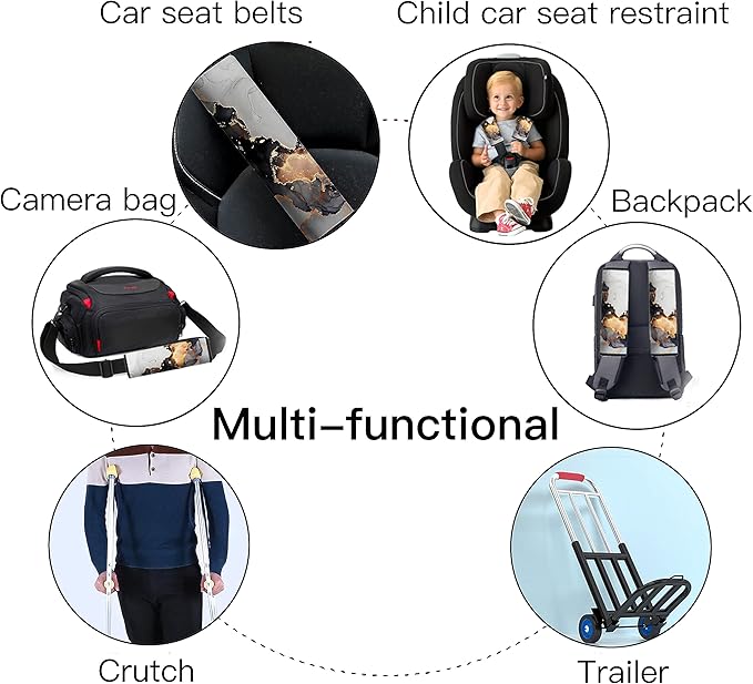 Car Seat Belt Pad Cover, 2-Pack Soft Car Safety Seat Belt Strap Shoulder Pad for Adults and Children, Suitable for Car Seat Belt, Backpack, Shoulder Bag(Black)