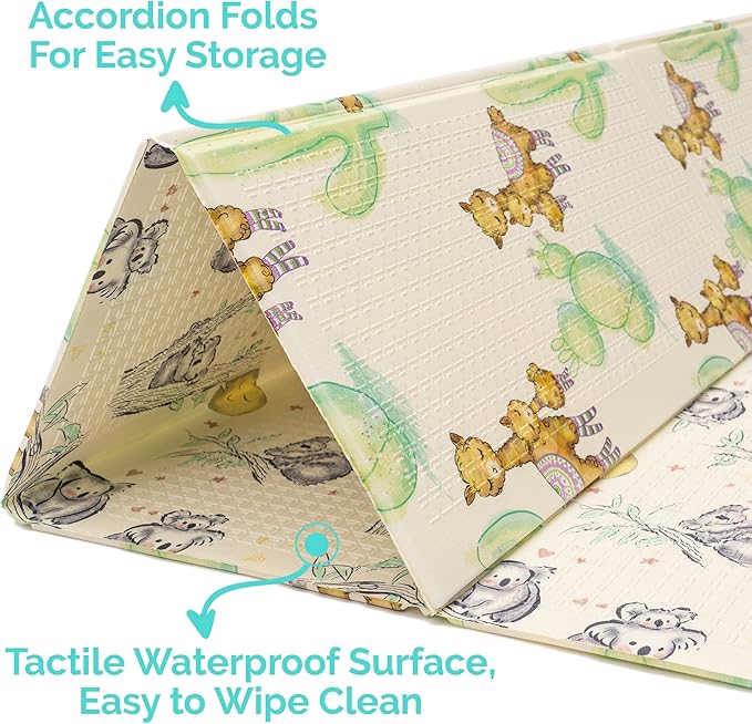 JumpOff Jo Foldable Foam Play Mat – Large Waterproof Baby & Toddler Activity Floor Mat, Double-Sided 70 x 59 Inch Play Surface